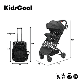 Coche Ultra Compacto Mimo Negro Lunares - Retiro Express