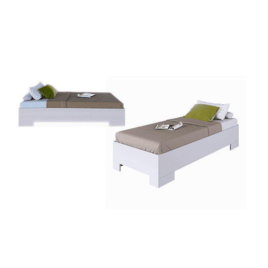 Cama Individual Xangai 190x90 Blanco 