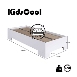 Cama Individual Xangai 190x90 Blanco 