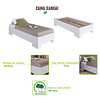 Cama Individual Xangai 190x90 Blanco 
