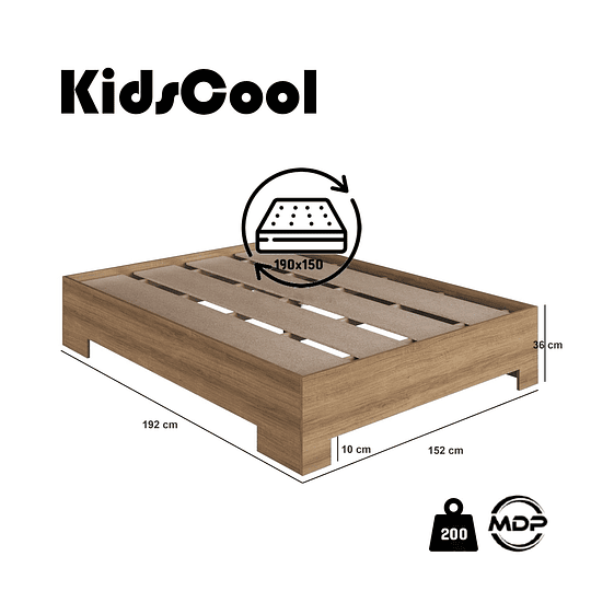 Cama 2pl Xangai 190x150  Miel