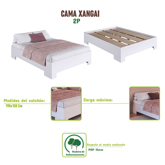 Cama 2pl Xangai 190x150  Miel