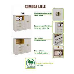 Comoda 2 Puertas y 3 Cajones Cariño Arena 