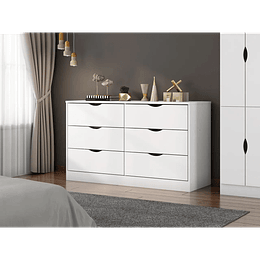 Comoda 6 Cajones Pisa Blanco