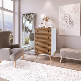 Cómoda Amber 4 Cajones Blanca/Brise