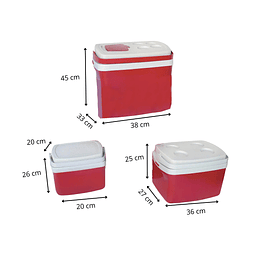 Set cooler Camp 3 piezas rojo 32L, 12L Y 5L