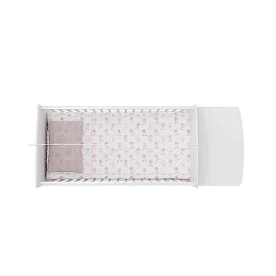 Cuna con Mudador Bambini Rosado+Colchon Cuna Baby Box 130x60