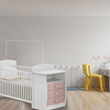 Cuna con Mudador Bambini Rosado+Colchon Cuna Baby Box 130x60