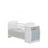 Cuna con Mudador Bambini Celeste+Colchon Cuna Baby Box 130x60