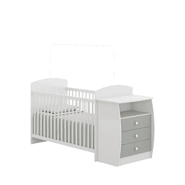 Cuna con Mudador Bambini Gris+Colchon Cuna Baby Box 130x60