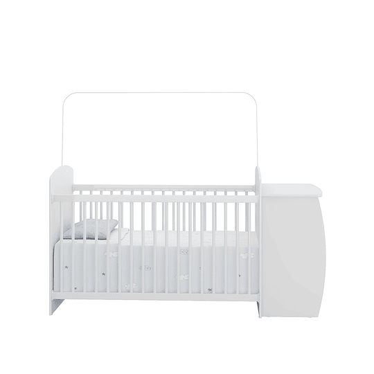 Cuna con Mudador Bambini Gris+Colchon Cuna Baby Box 130x60