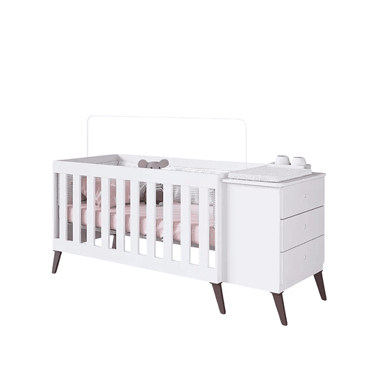Cuna Con Cajonera Encanto Blanco+Colchon Cuna Baby Box 130x60