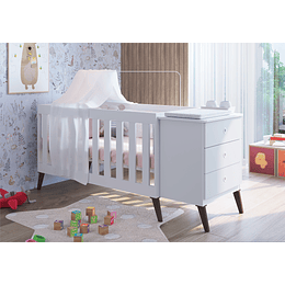 Cuna Con Cajonera Encanto Blanco+Colchon Cuna Baby Box 130x60