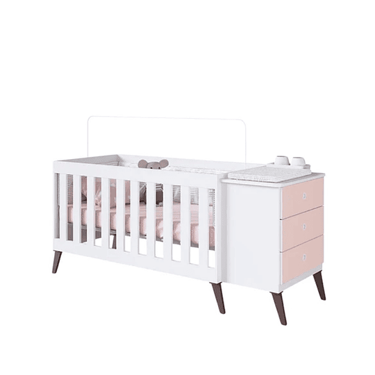 Cuna Con Cajonera Encanto Rosada+Colchon Cuna Baby Box 130x60