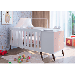 Cuna Con Cajonera Encanto Rosada+Colchon Cuna Baby Box 130x60