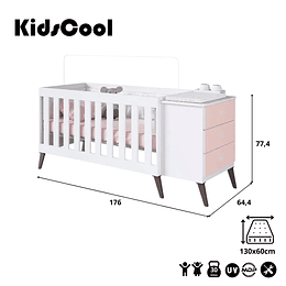 Cuna Con Cajonera Encanto Rosada+Colchon Cuna Baby Box 130x60