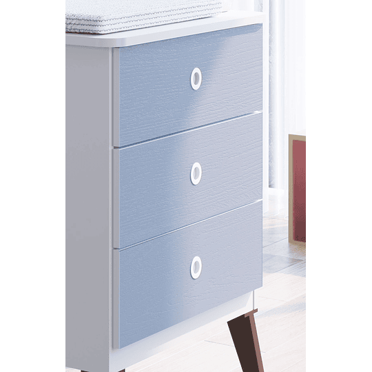 Cuna Con Cajonera Encanto Celeste+Colchon Cuna Baby Box 130x60