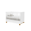Cuna Madera New Zupi Blanca Caramelo + Colchon Cuna Baby Box 130x70
