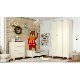 Cuna Madera New Zupi Blanca + Colchon Cuna Baby Box 130x70