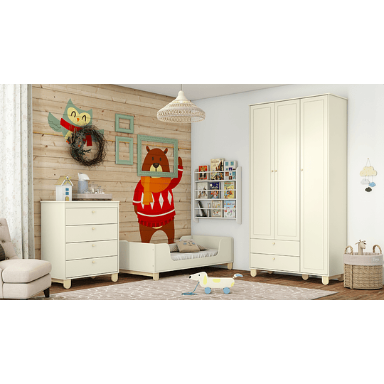 Cuna Madera New Zupi Blanca + Colchon Cuna Baby Box 130x70