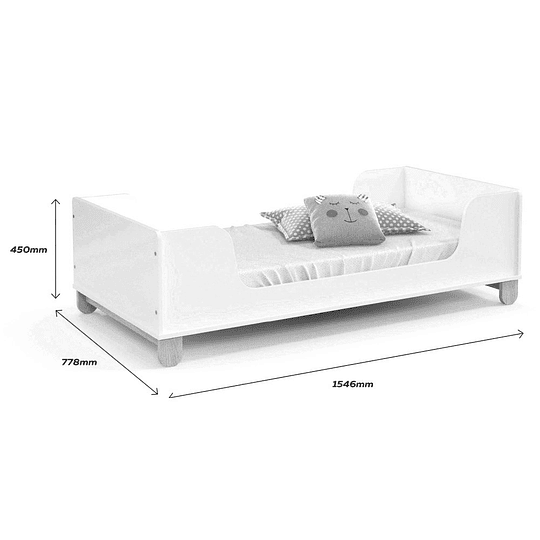 Cuna Madera New Zupi Blanca + Colchon Cuna Baby Box 130x70