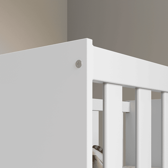 Cuna Madera New Zupi Blanca Caramelo + Colchon Cuna Baby Box 130x70