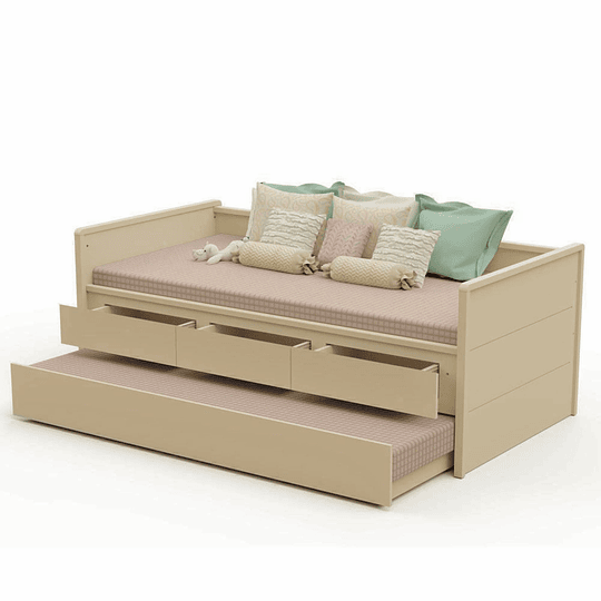 Cama Nido 3 Cajones Lais Perla - Preventa 10 de Febrero+ Colchon Cama Box 188x78 + Colchon Cama Box 188x88
