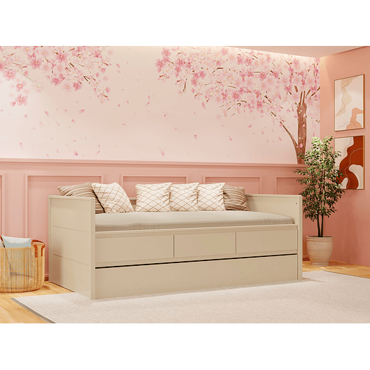 Cama Nido 3 Cajones Lais Perla - Preventa 10 de Febrero+ Colchon Cama Box 188x78 + Colchon Cama Box 188x88