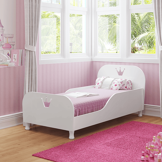 Mini Cama Transición Princesa Blanca + Colchon Cama Baby Box 150x70