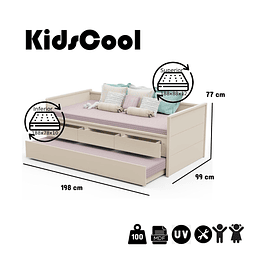 Cama Nido 3 Cajones Lais Perla - Preventa 10 de Febrero+ Colchon Cama Box 188x78 + Colchon Cama Box 188x88
