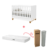 Cuna Madera New Zupi Blanca Caramelo + Colchon Cuna Baby Box 130x70