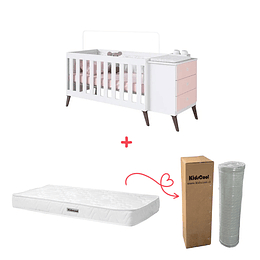 Cuna Con Cajonera Encanto Rosada+Colchon Cuna Baby Box 130x60