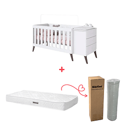Cuna Con Cajonera Encanto Blanco+Colchon Cuna Baby Box 130x60