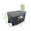 Cooler Térmico Con Ruedas Y Bandejas 54 L Gris Verde