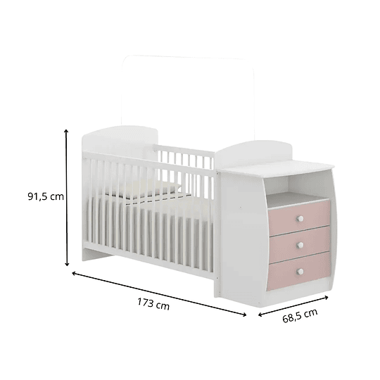 Cuna con Mudador Bambini Rosado