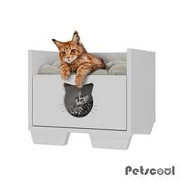 Cama Gatito Blanca Petscool Con Cajón