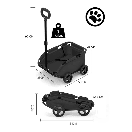 Carro Plegable Para Mascota Black