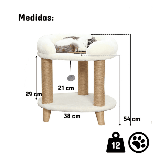 Rascador Cama Blanco Para Gato