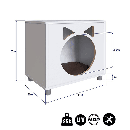 Velador Blanco Pet Para Gato Con Cojín