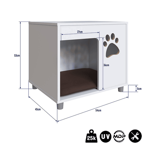 Velador Blanco Pet Para Perro Con Cojín