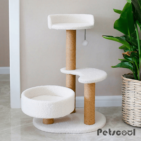 Rascador Blanco Para Gatos 3 Niveles