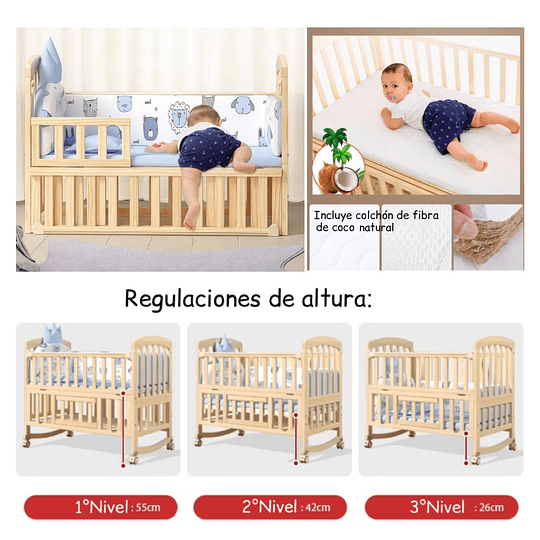 Cuna Evolutiva Madera 5 En 1 - Preventa 16 de Marzo