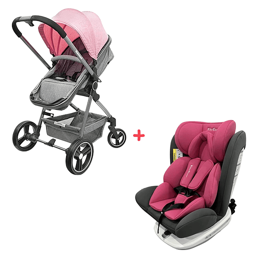 Coche Cuna Compact Rosado + Silla Auto 360