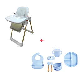 Silla De Comer Blanca + Set De Alimentacion