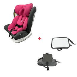 Silla Auto 360 Rosada + Espejo seguridad bebé