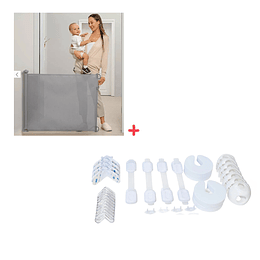 Reja Retractil Gris + Kit de seguridad bebé