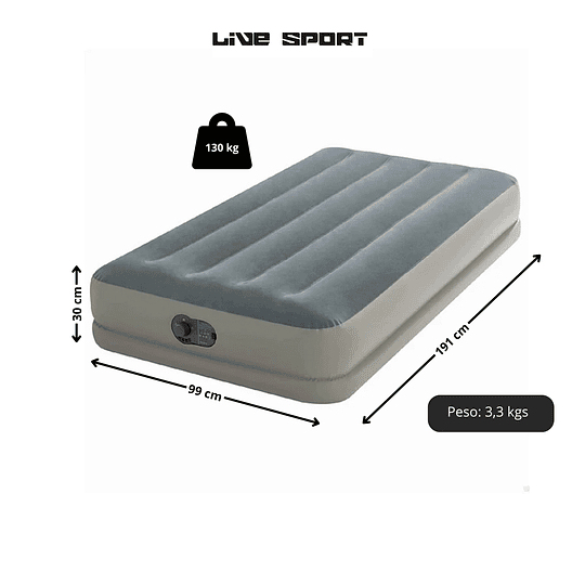 Cama Inflable Electrica Gris Usb 1 Pl 