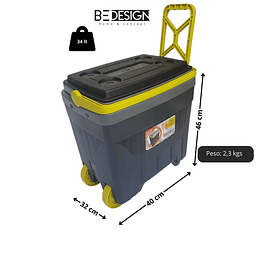 Cooler Térmico Con Ruedas 34 L Gris Amarillo
