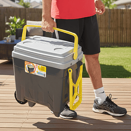 Cooler Térmico Con Ruedas 34 L Gris Amarillo