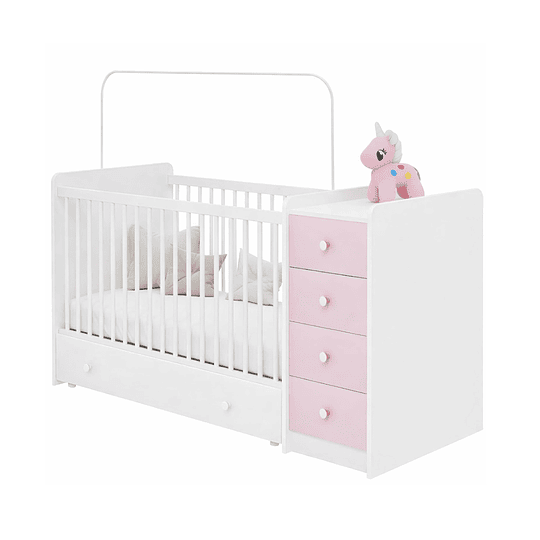 Cuna Con Comoda Top Baby Rosada 